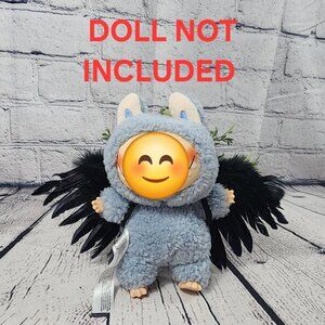 Labubu doll clothes/ accessories black angel wings